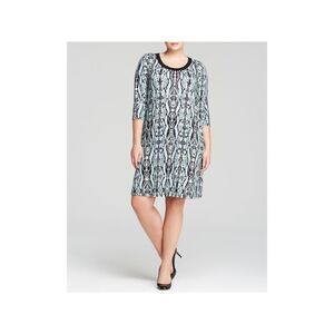 KAREN KANE Womens Teal 3/4 Sleeve Above The Knee Shift Dress Plus 0X